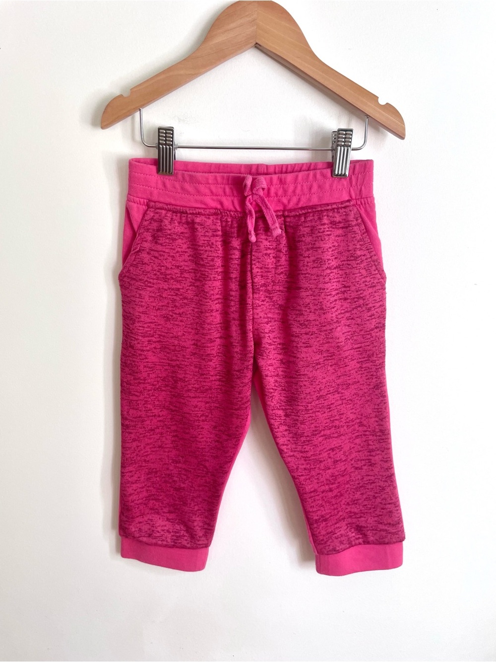 $8 💥Knit Front Cropped / Capri French Terry Joggers, Coral Pink, Loose & Soft